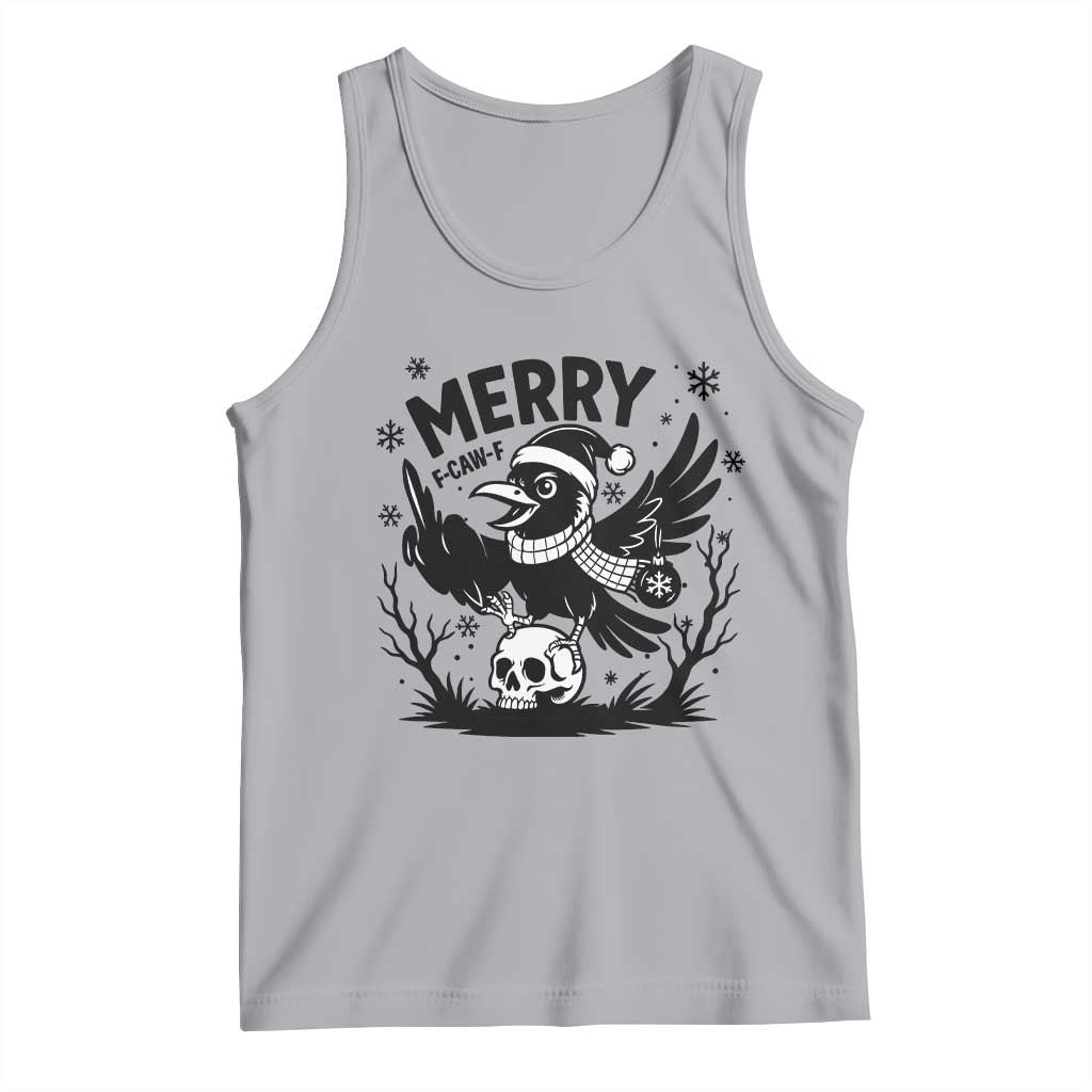 Merry F Caw F Christmas Raven Tank Top Funny Holiday Gift - Wonder Print Shop