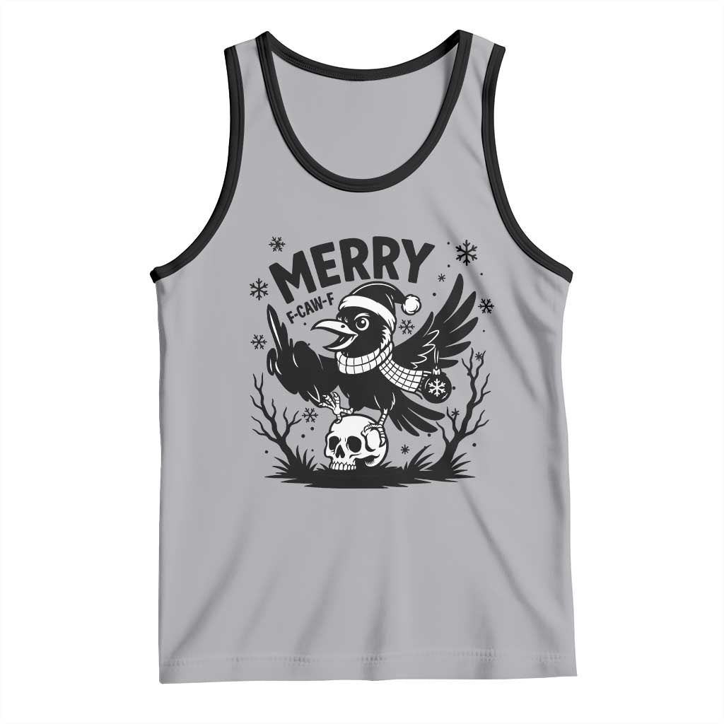 Merry F Caw F Christmas Raven Tank Top Funny Holiday Gift - Wonder Print Shop