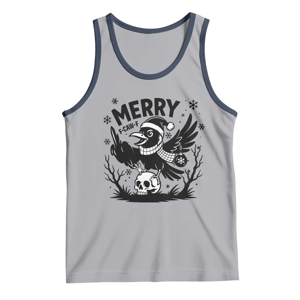 Merry F Caw F Christmas Raven Tank Top Funny Holiday Gift - Wonder Print Shop