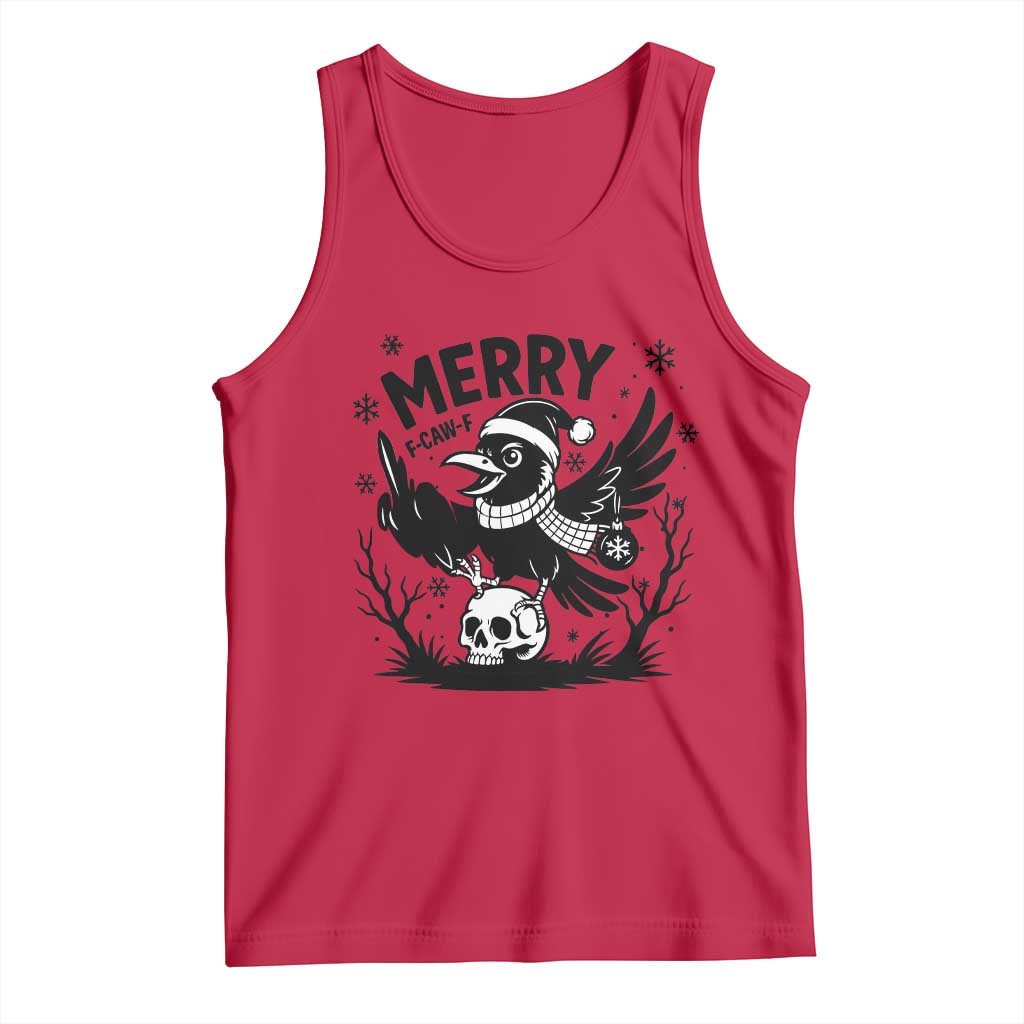 Merry F Caw F Christmas Raven Tank Top Funny Holiday Gift - Wonder Print Shop