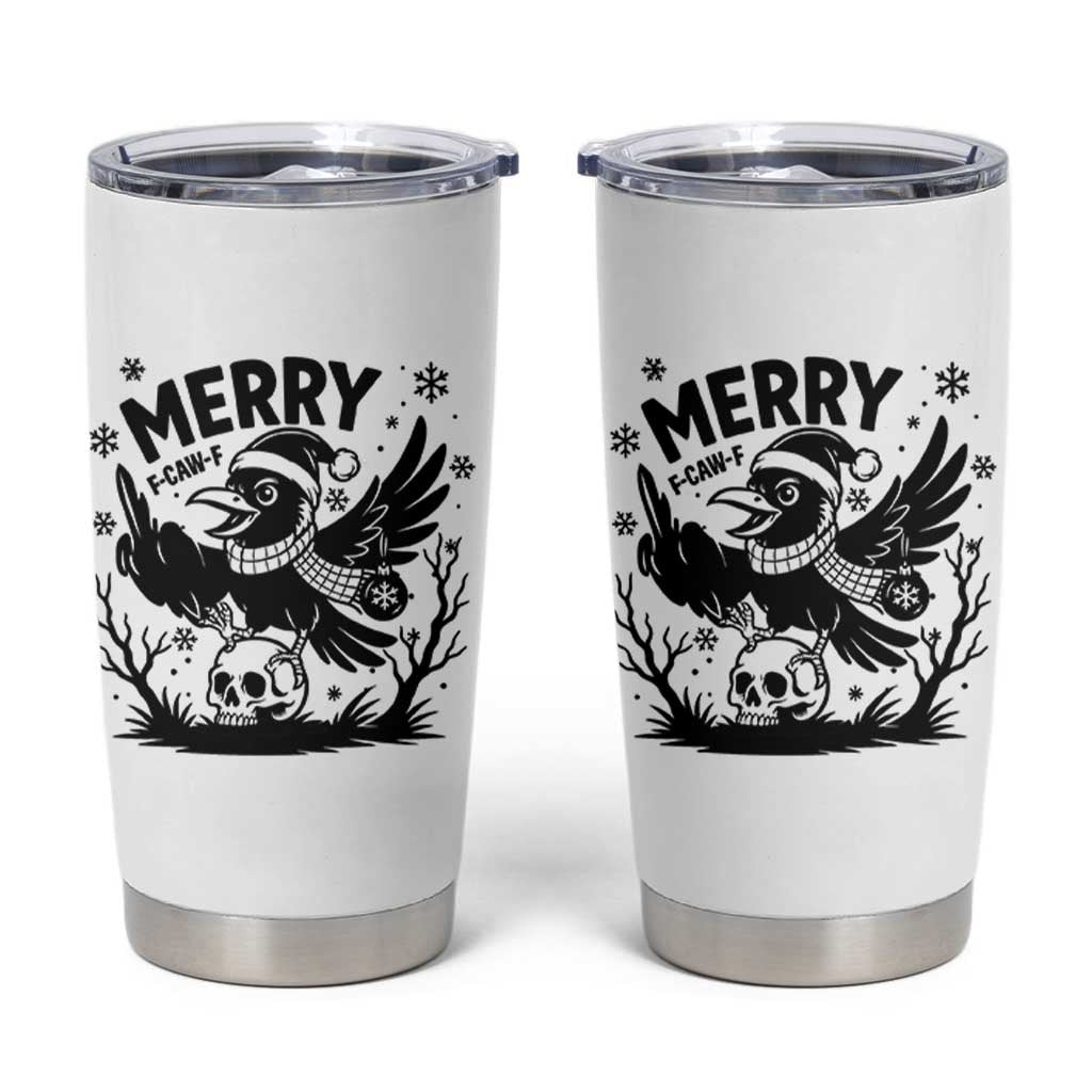 Merry F Caw F Christmas Raven Tumbler Cup Funny Holiday Gift - Wonder Print Shop