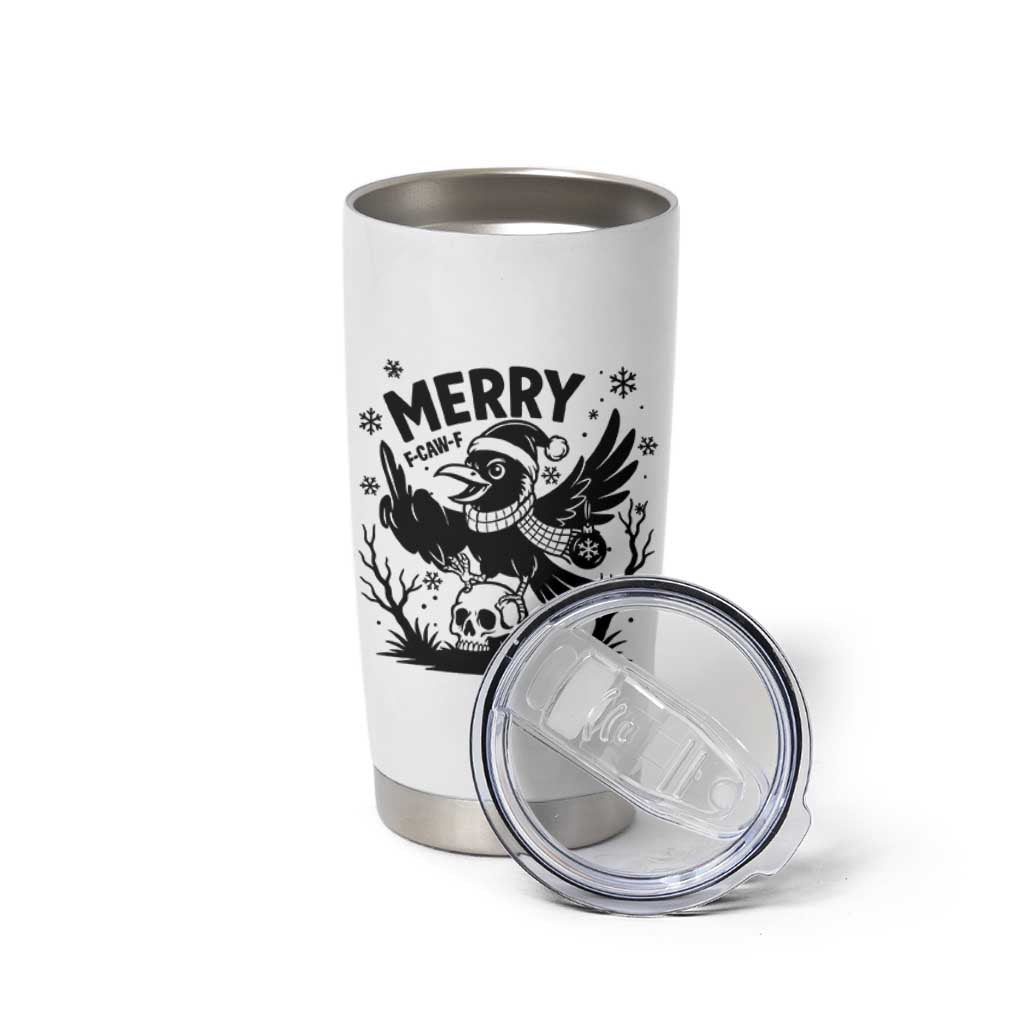 Merry F Caw F Christmas Raven Tumbler Cup Funny Holiday Gift - Wonder Print Shop