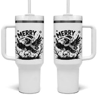 Merry F Caw F Christmas Raven Tumbler With Handle Funny Holiday Gift - Wonder Print Shop
