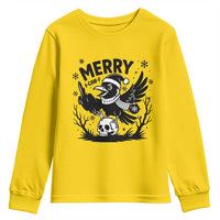Merry F Caw F Christmas Raven Youth Sweatshirt Funny Holiday Gift - Wonder Print Shop