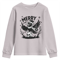 Merry F Caw F Christmas Raven Youth Sweatshirt Funny Holiday Gift - Wonder Print Shop