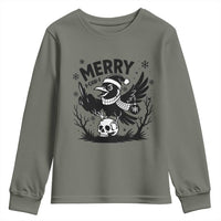 Merry F Caw F Christmas Raven Youth Sweatshirt Funny Holiday Gift - Wonder Print Shop