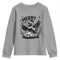 Merry F Caw F Christmas Raven Youth Sweatshirt Funny Holiday Gift - Wonder Print Shop