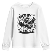 Merry F Caw F Christmas Raven Youth Sweatshirt Funny Holiday Gift - Wonder Print Shop