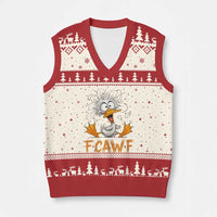 F Quack F Duck Lover V-Neck Knit Sweater Vest Funny Farm Gift - Wonder Print Shop