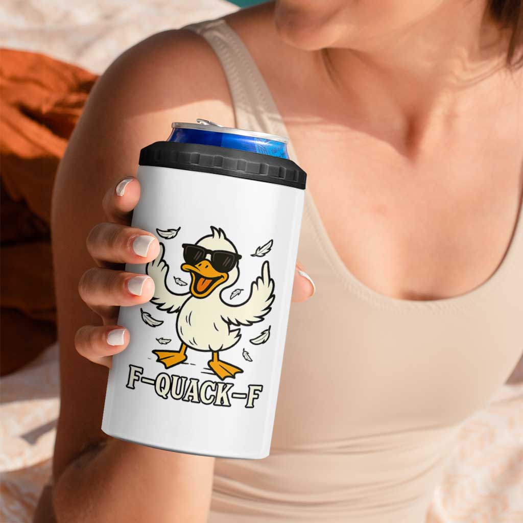 Funny F Quack F Silly Duck Sarcastic Joke Gift 4 in 1 Can Cooler Tumbler - Wonder Print Shop