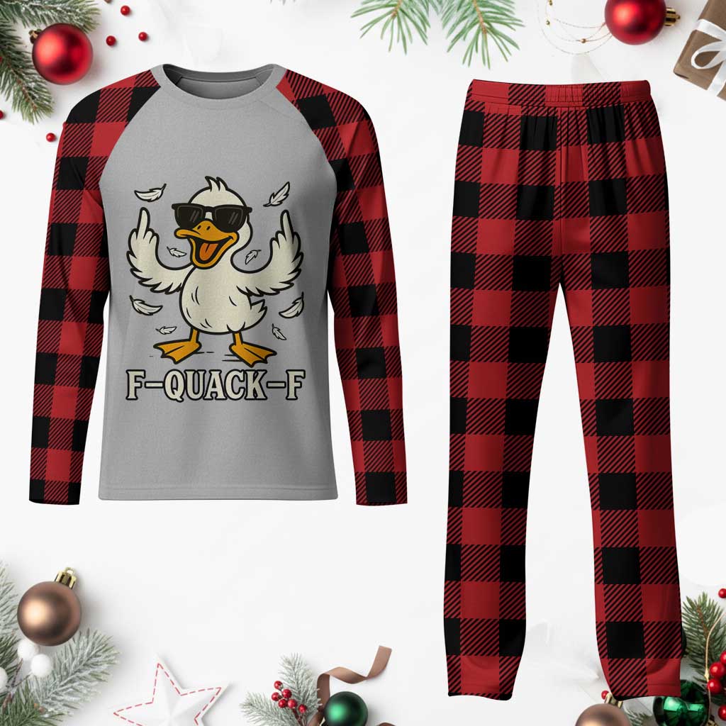 Funny F Quack F Silly Duck Sarcastic Joke Gift Plaid Pajama Set - Wonder Print Shop
