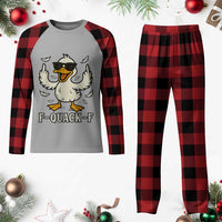 Funny F Quack F Silly Duck Sarcastic Joke Gift Plaid Pajama Set - Wonder Print Shop