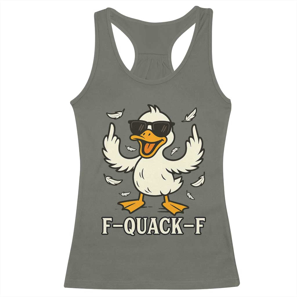 Funny F Quack F Silly Duck Sarcastic Joke Gift Racerback Tank Top - Wonder Print Shop
