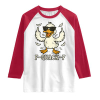 Funny F Quack F Silly Duck Sarcastic Joke Gift Raglan Shirt - Wonder Print Shop