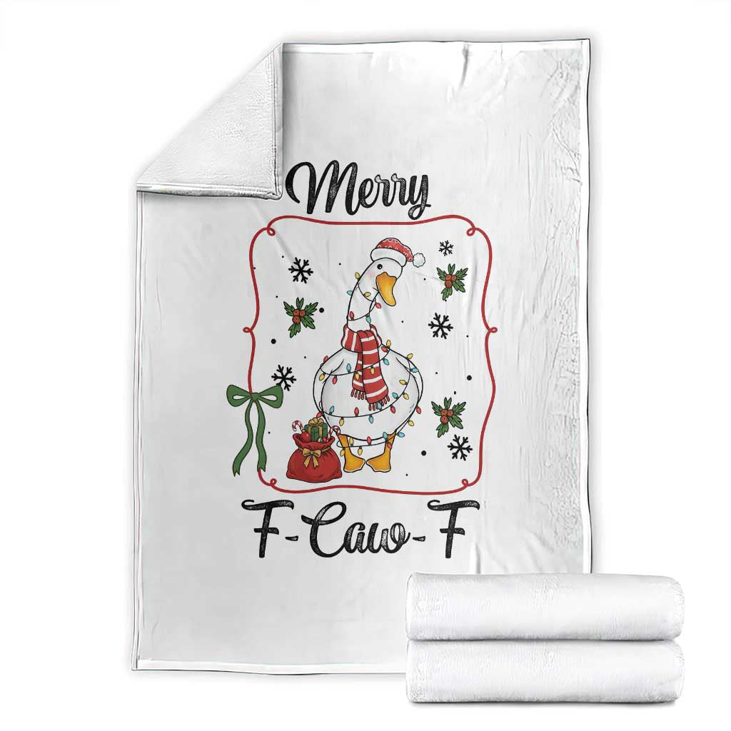 Merry F Caw F Duck Sarcastic Joke Gift Throw Blanket Funny Christmas Gift - Wonder Print Shop