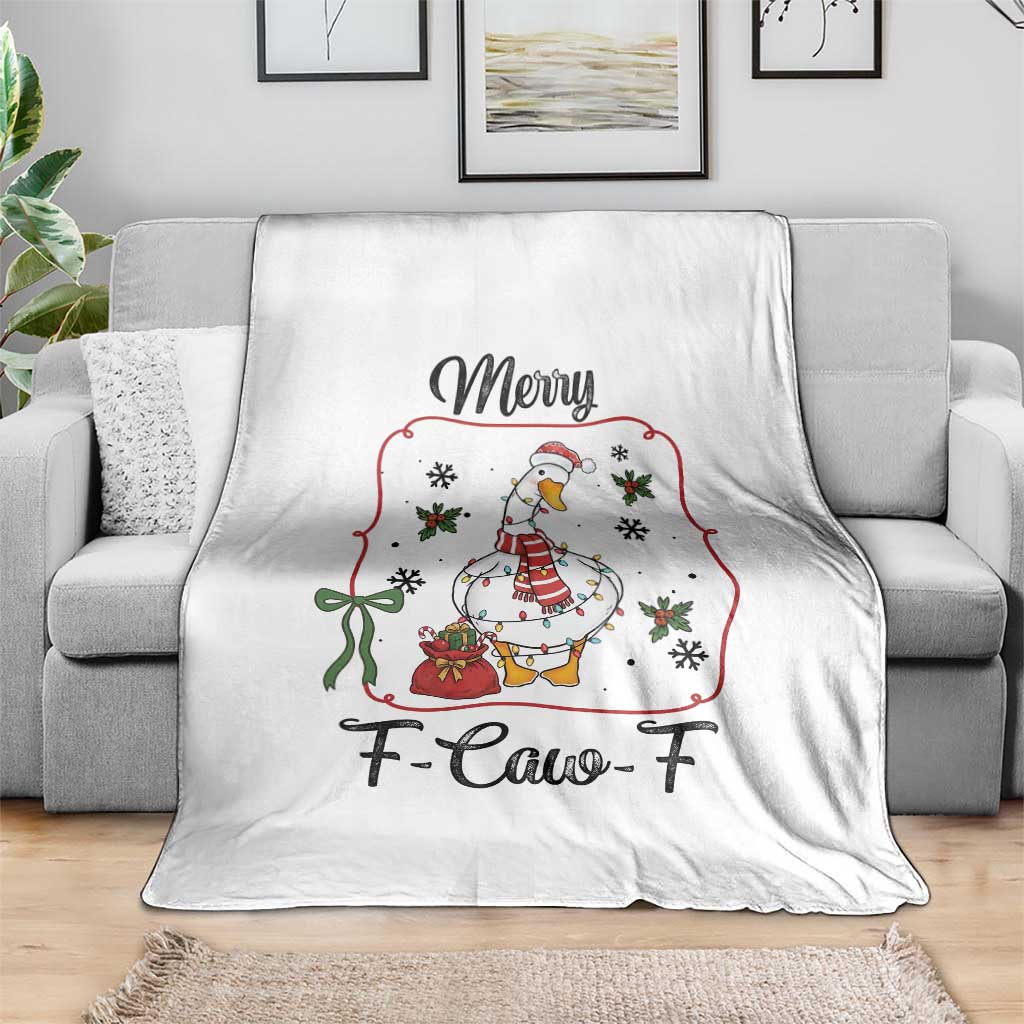 Merry F Caw F Duck Sarcastic Joke Gift Throw Blanket Funny Christmas Gift - Wonder Print Shop