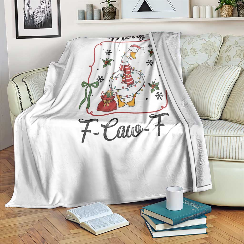 Merry F Caw F Duck Sarcastic Joke Gift Throw Blanket Funny Christmas Gift - Wonder Print Shop