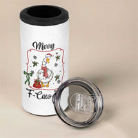 Merry F Caw F Duck Sarcastic Joke Gift 4 in 1 Can Cooler Tumbler Funny Christmas Gift - Wonder Print Shop