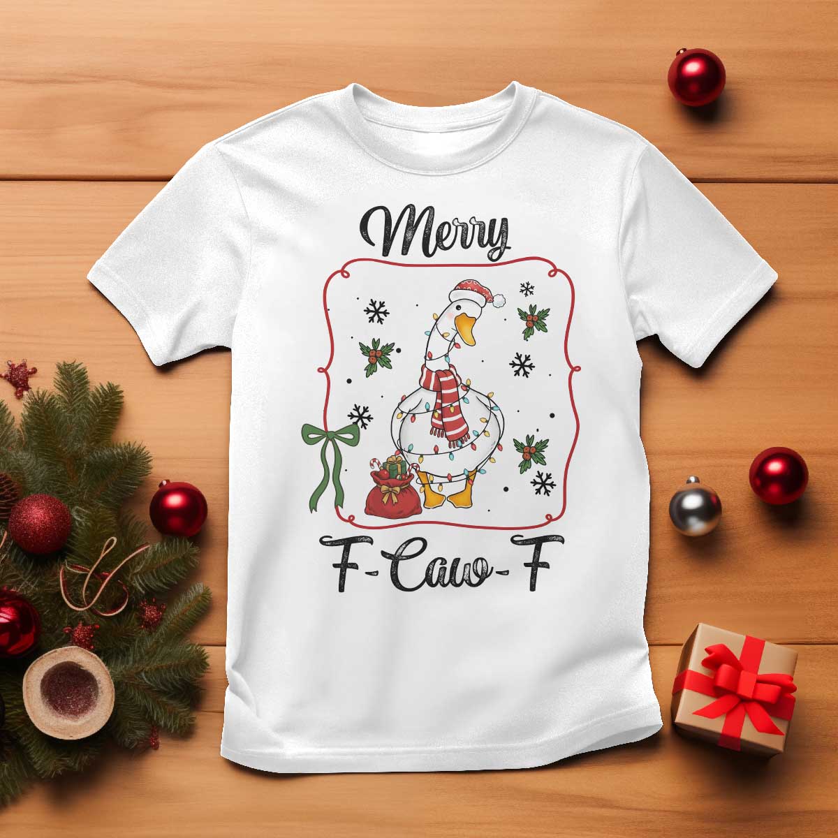 Merry F Caw F Duck Sarcastic Joke Gift T Shirt Funny Christmas Gift - Wonder Print Shop