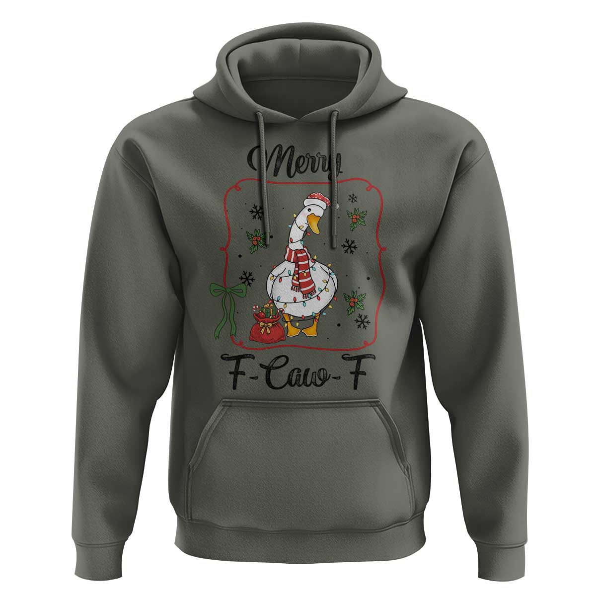 Merry F Caw F Duck Sarcastic Joke Gift Hoodie Funny Christmas Gift - Wonder Print Shop