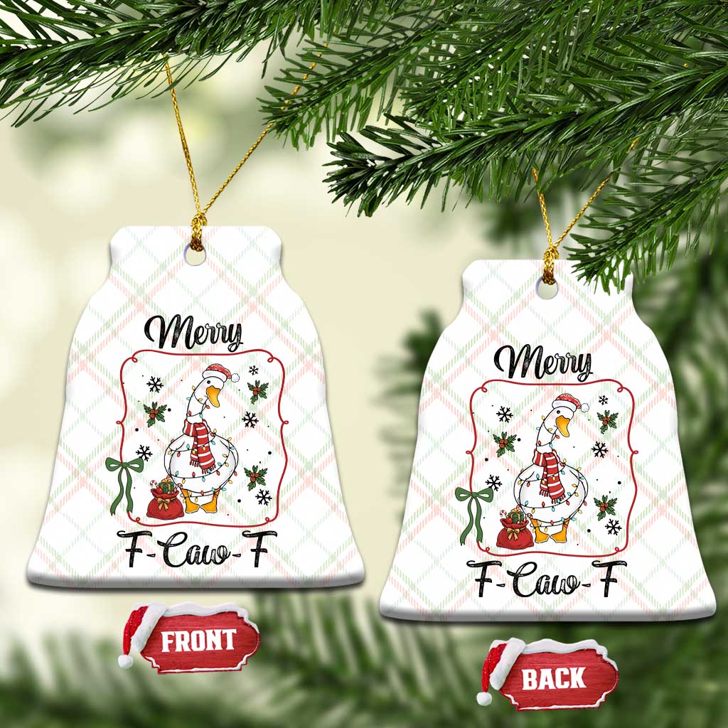 Merry F Caw F Duck Sarcastic Joke Gift Ceramic Ornament Funny Xmas Gift - Wonder Print Shop