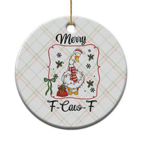 Merry F Caw F Duck Sarcastic Joke Gift Ceramic Ornament Funny Xmas Gift - Wonder Print Shop