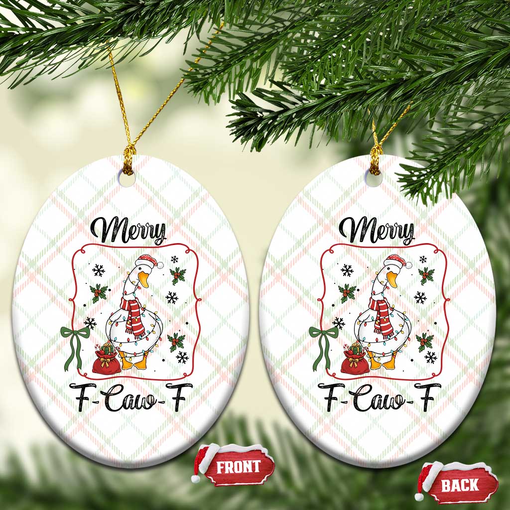 Merry F Caw F Duck Sarcastic Joke Gift Ceramic Ornament Funny Xmas Gift - Wonder Print Shop