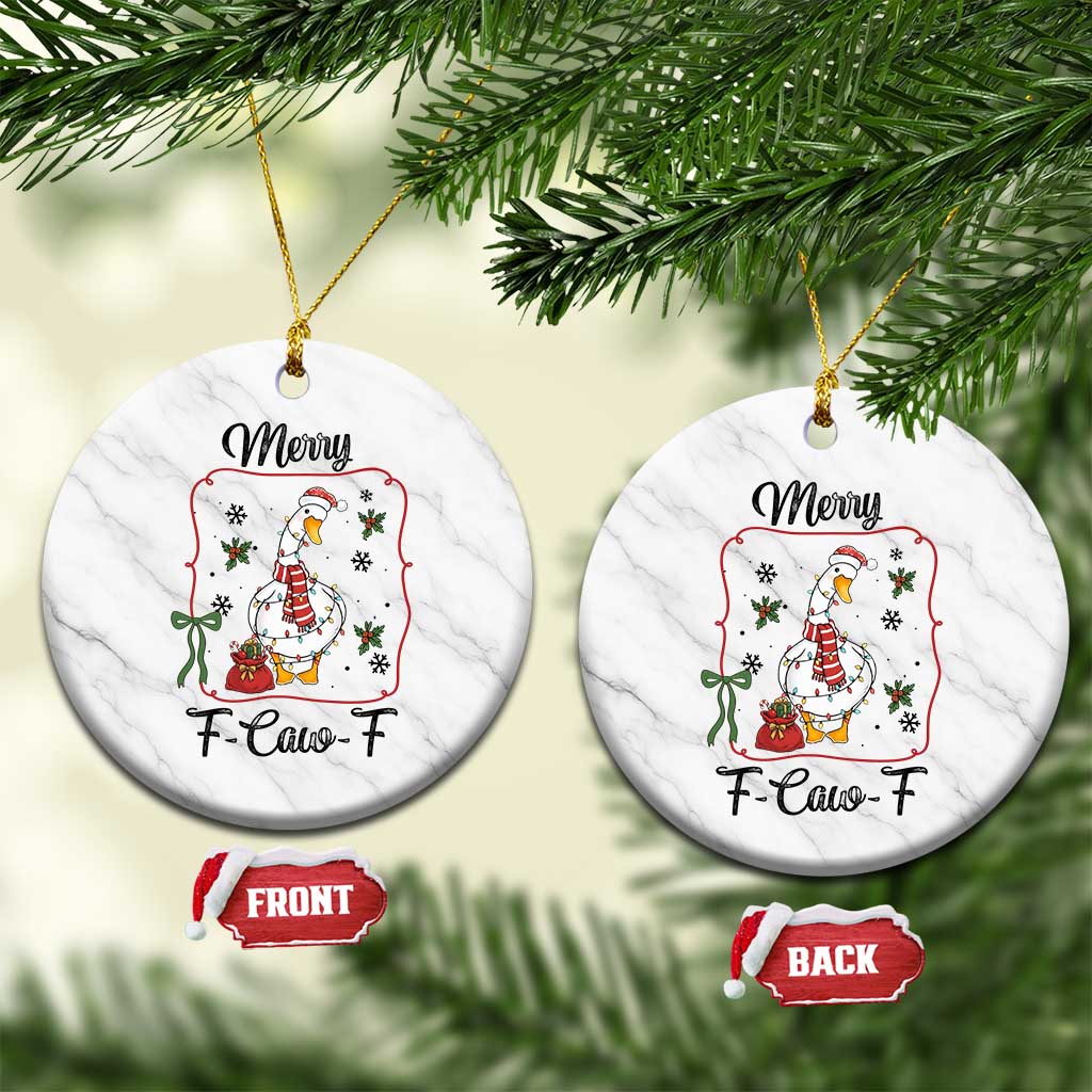 Merry F Caw F Duck Sarcastic Joke Gift Ceramic Ornament Funny Xmas Gift - Wonder Print Shop