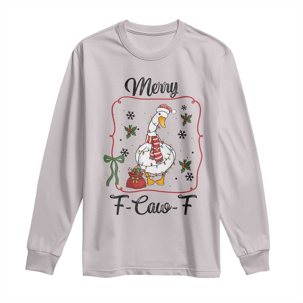Merry F Caw F Duck Sarcastic Joke Gift Long Sleeve Shirt Funny Christmas Gift - Wonder Print Shop