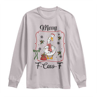 Merry F Caw F Duck Sarcastic Joke Gift Long Sleeve Shirt Funny Christmas Gift - Wonder Print Shop