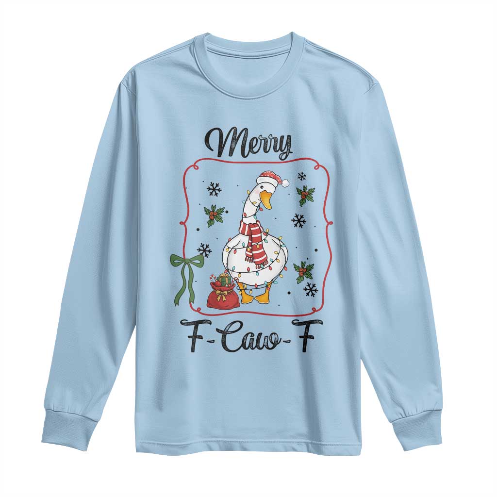 Merry F Caw F Duck Sarcastic Joke Gift Long Sleeve Shirt Funny Christmas Gift - Wonder Print Shop