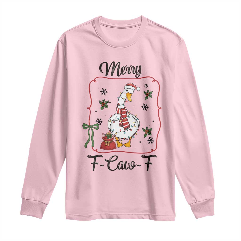 Merry F Caw F Duck Sarcastic Joke Gift Long Sleeve Shirt Funny Christmas Gift - Wonder Print Shop