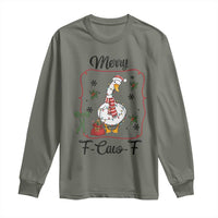 Merry F Caw F Duck Sarcastic Joke Gift Long Sleeve Shirt Funny Christmas Gift - Wonder Print Shop