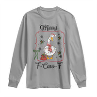 Merry F Caw F Duck Sarcastic Joke Gift Long Sleeve Shirt Funny Christmas Gift - Wonder Print Shop