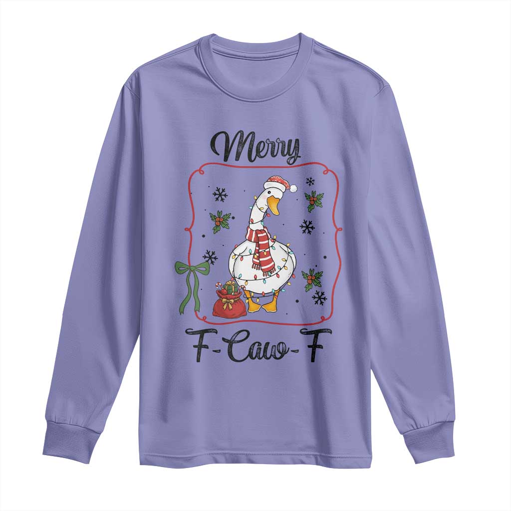 Merry F Caw F Duck Sarcastic Joke Gift Long Sleeve Shirt Funny Christmas Gift - Wonder Print Shop