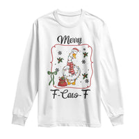 Merry F Caw F Duck Sarcastic Joke Gift Long Sleeve Shirt Funny Christmas Gift - Wonder Print Shop