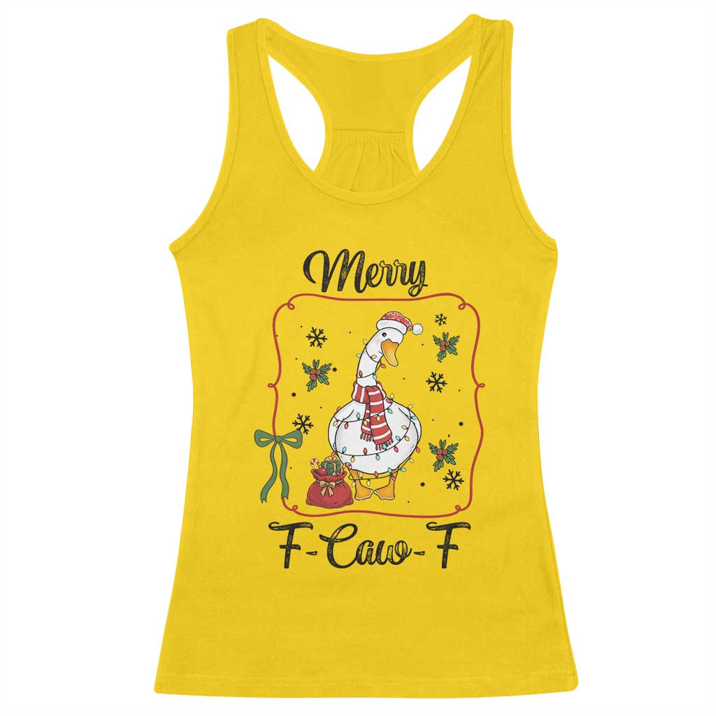 Merry F Caw F Duck Sarcastic Joke Gift Racerback Tank Top Funny Christmas Gift - Wonder Print Shop