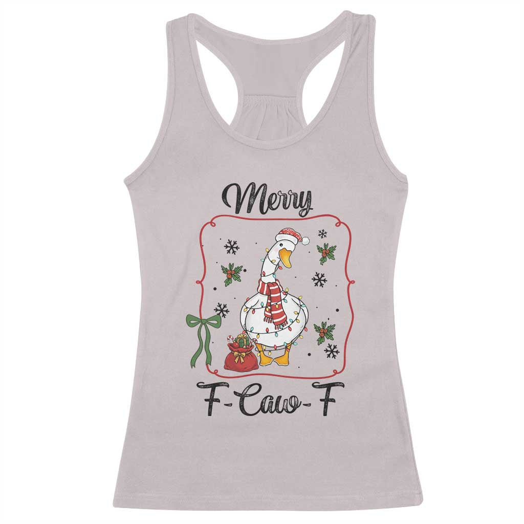 Merry F Caw F Duck Sarcastic Joke Gift Racerback Tank Top Funny Christmas Gift - Wonder Print Shop