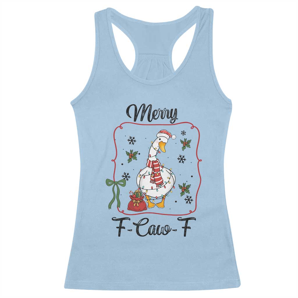 Merry F Caw F Duck Sarcastic Joke Gift Racerback Tank Top Funny Christmas Gift - Wonder Print Shop