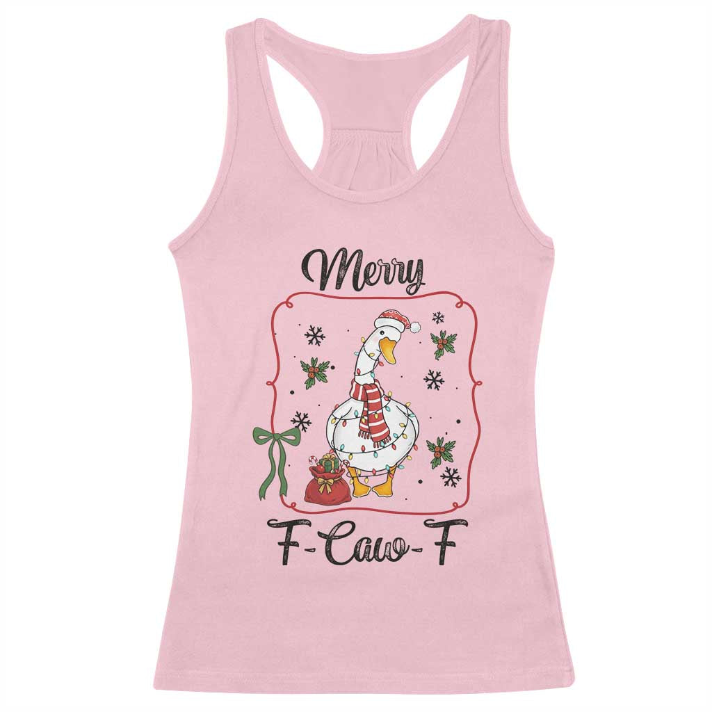 Merry F Caw F Duck Sarcastic Joke Gift Racerback Tank Top Funny Christmas Gift - Wonder Print Shop