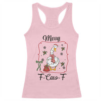Merry F Caw F Duck Sarcastic Joke Gift Racerback Tank Top Funny Christmas Gift - Wonder Print Shop