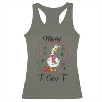 Merry F Caw F Duck Sarcastic Joke Gift Racerback Tank Top Funny Christmas Gift - Wonder Print Shop