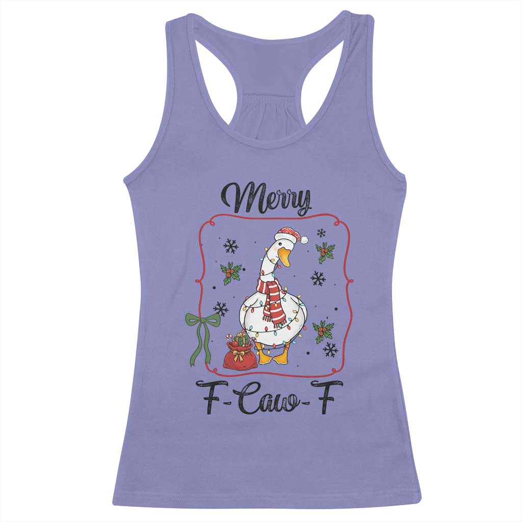 Merry F Caw F Duck Sarcastic Joke Gift Racerback Tank Top Funny Christmas Gift - Wonder Print Shop