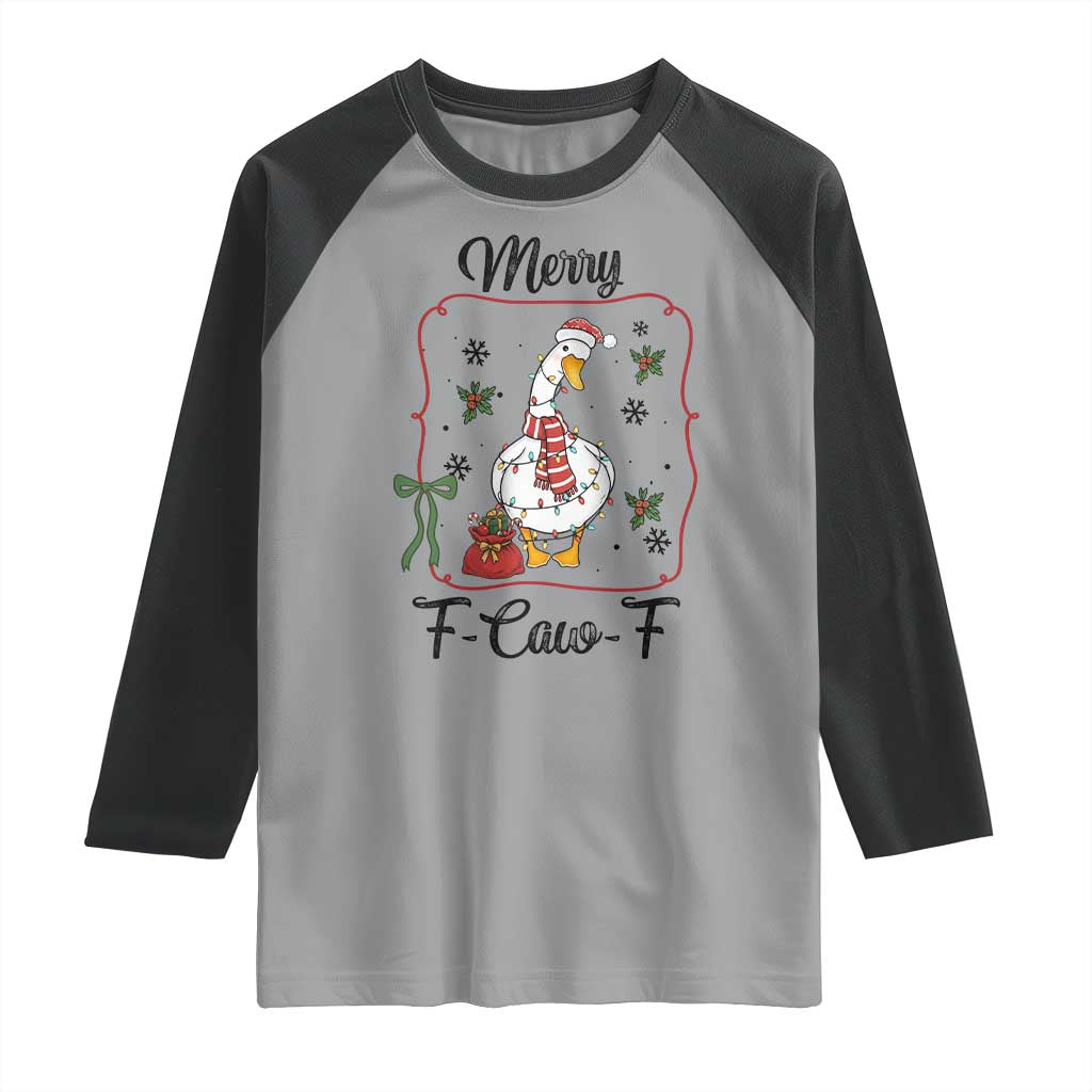 Merry F Caw F Duck Sarcastic Joke Gift Raglan Shirt Funny Christmas Gift - Wonder Print Shop