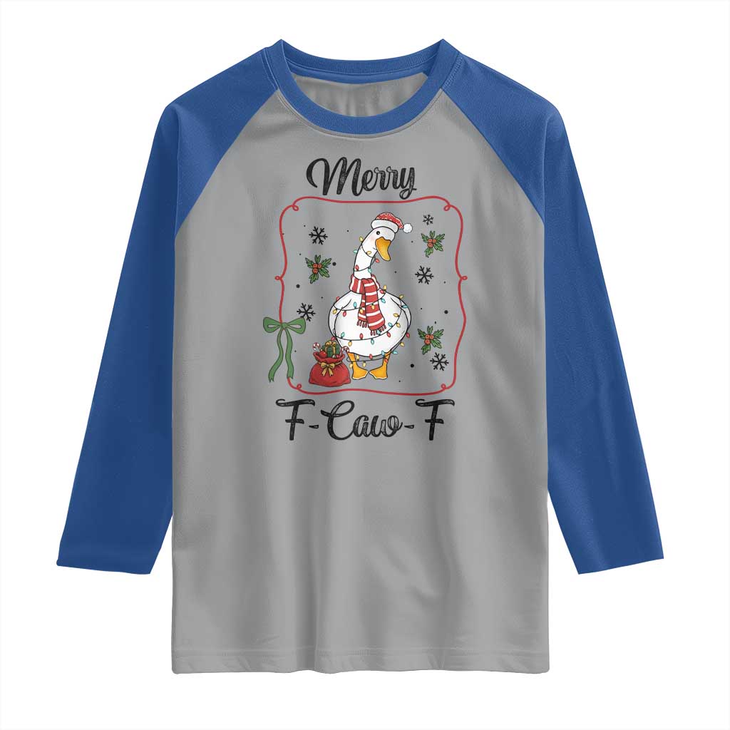 Merry F Caw F Duck Sarcastic Joke Gift Raglan Shirt Funny Christmas Gift - Wonder Print Shop