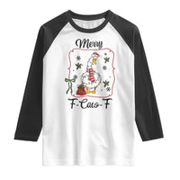 Merry F Caw F Duck Sarcastic Joke Gift Raglan Shirt Funny Christmas Gift - Wonder Print Shop