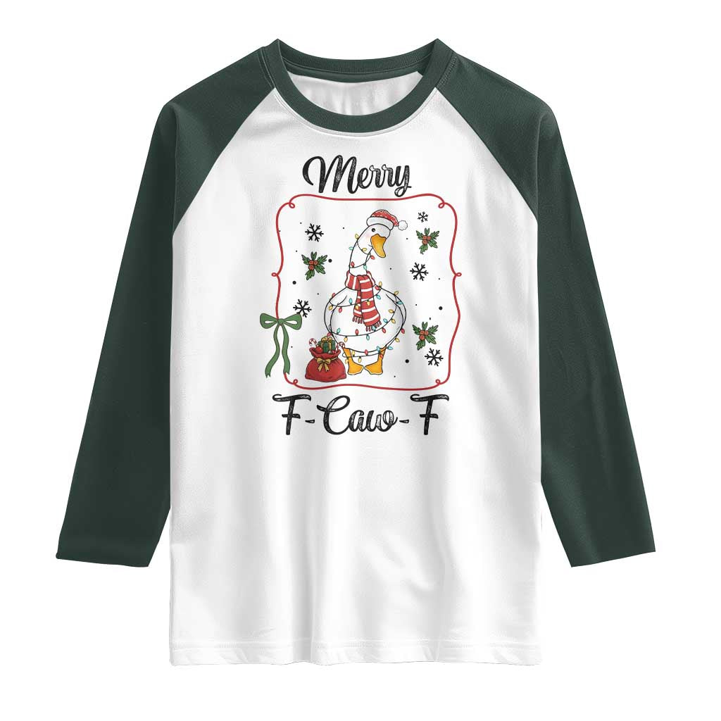 Merry F Caw F Duck Sarcastic Joke Gift Raglan Shirt Funny Christmas Gift - Wonder Print Shop