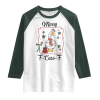 Merry F Caw F Duck Sarcastic Joke Gift Raglan Shirt Funny Christmas Gift - Wonder Print Shop