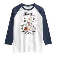 Merry F Caw F Duck Sarcastic Joke Gift Raglan Shirt Funny Christmas Gift - Wonder Print Shop