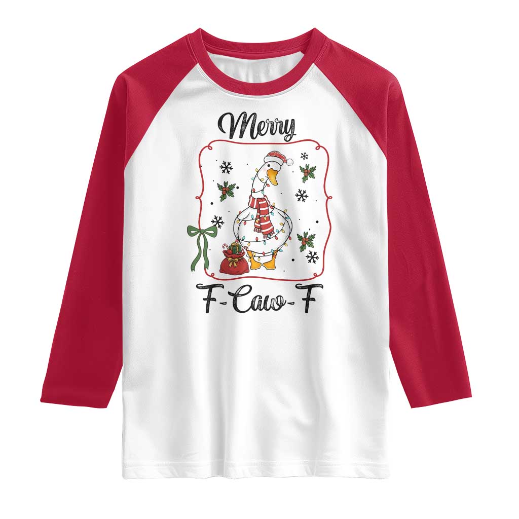 Merry F Caw F Duck Sarcastic Joke Gift Raglan Shirt Funny Christmas Gift - Wonder Print Shop
